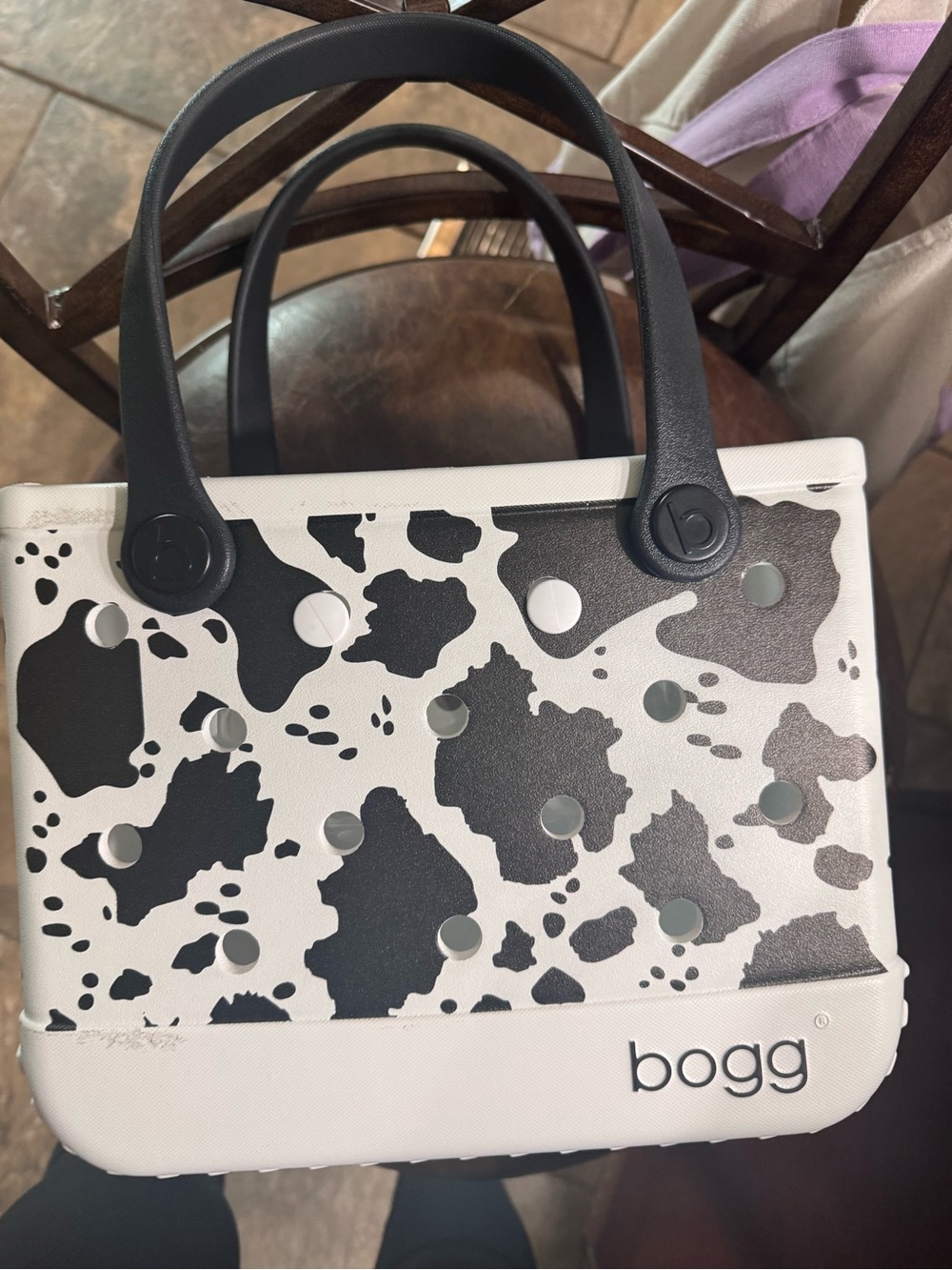 BOGG BAG Black and White Cow Print Tote